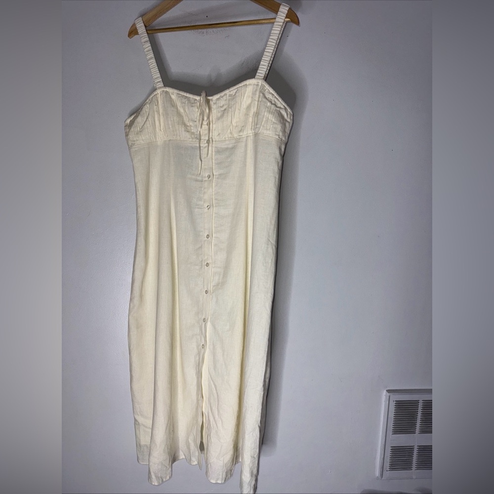 NWT Who What Wear Cristina Spaghetti‎ Strap Button Front Maxi Dress Cream XL
